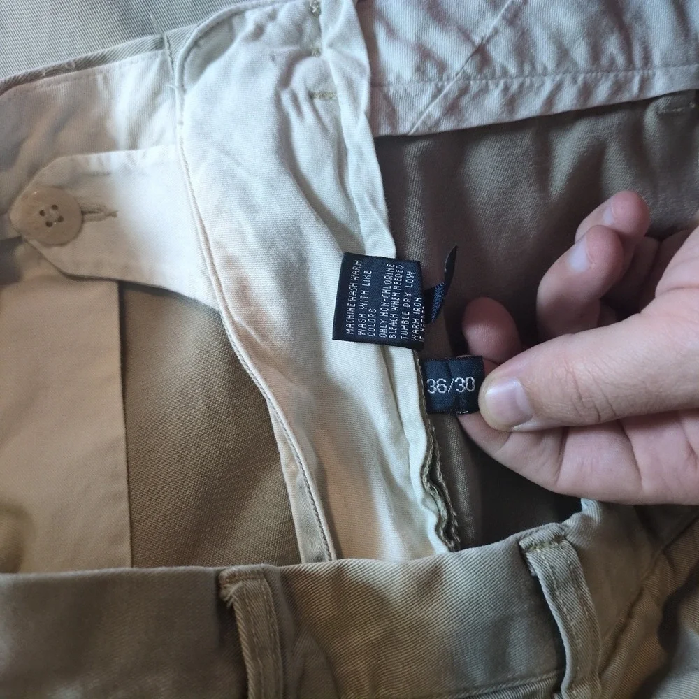 Polo Ralph Lauren Ethan Pant Mens 36x30 Khaki Pleated Chino Trousers Beige